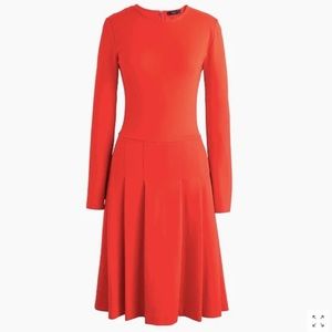J Crew Red Pleated Ponte Dress